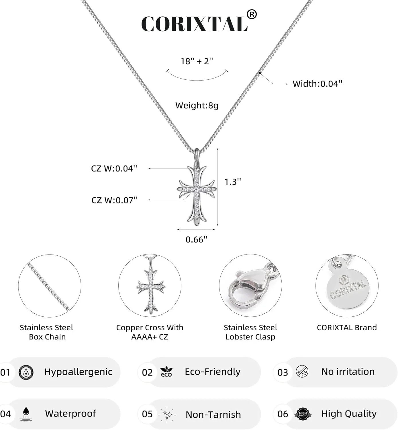 Double Cross Necklace for Women Silver Plated Layered Small Pendant Choker Trendy CZ Diamond Cross Charm Necklace Faith Jewelry Religious Gifts for Women