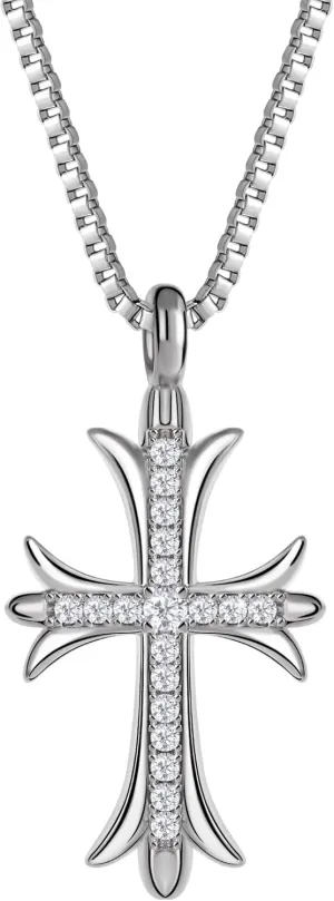 Double Cross Necklace for Women Silver Plated Layered Small Pendant Choker Trendy CZ Diamond Cross Charm Necklace Faith Jewelry Religious Gifts for Women
