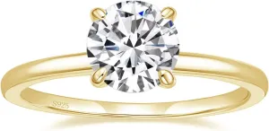 EAMTI 1.5CT 925 Sterling Silver Engagement Rings Round Cut Solitaire Cubic Zirconia CZ Wedding Promise Rings for Her Wedding Bands for Women Size 3-11