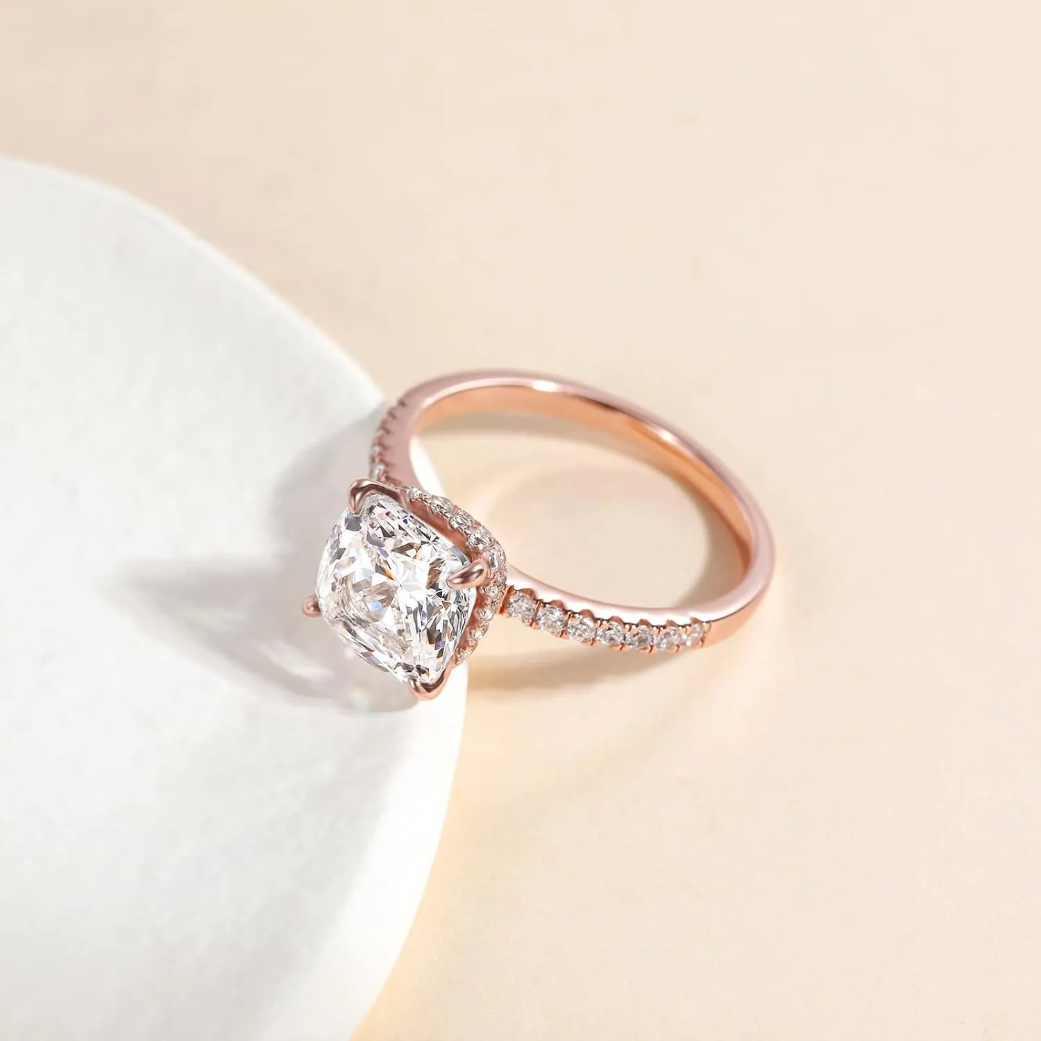 EAMTI 3.5CT 925 Sterling Silver Rings Cushion Cut Cubic Zirconia CZ Engagement Wedding Bands for Women Promise Rings for Her Size 3-11