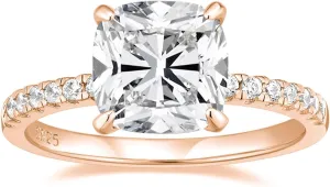 EAMTI 3.5CT 925 Sterling Silver Rings Cushion Cut Cubic Zirconia CZ Engagement Wedding Bands for Women Promise Rings for Her Size 3-11