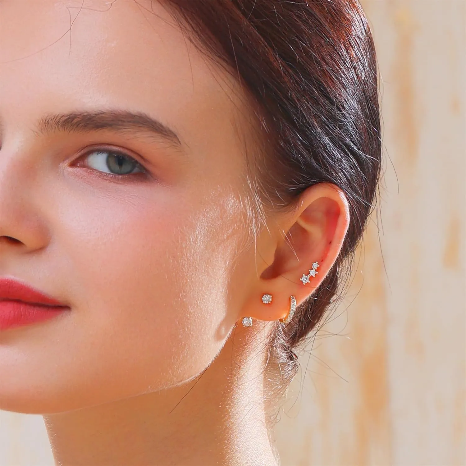 Earrings Gold Hoop Earrings 14K Gold Earrings for Women Pierced Earrings Cartilage Earrings Hypoallergenic Women's Earrings Multi-Pierced Earrings Gifts for Women (silver)