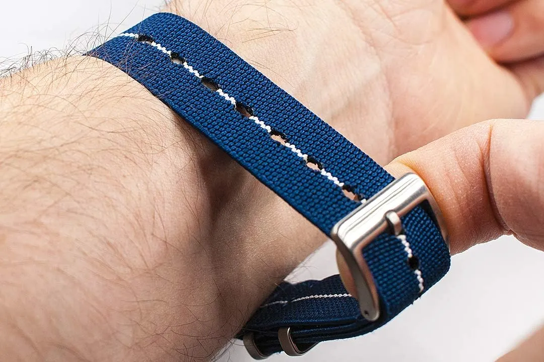 Elastic Watch Strap Watch Band for Men & Women 20mm 22mm Nylon One Piece French Paratrooper Military Parachute Premium Striped