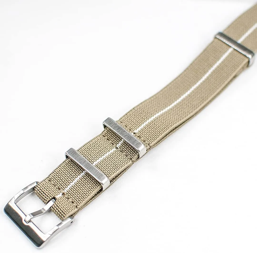 Elastic Watch Strap Watch Band for Men & Women 20mm 22mm Nylon One Piece French Paratrooper Military Parachute Premium Striped