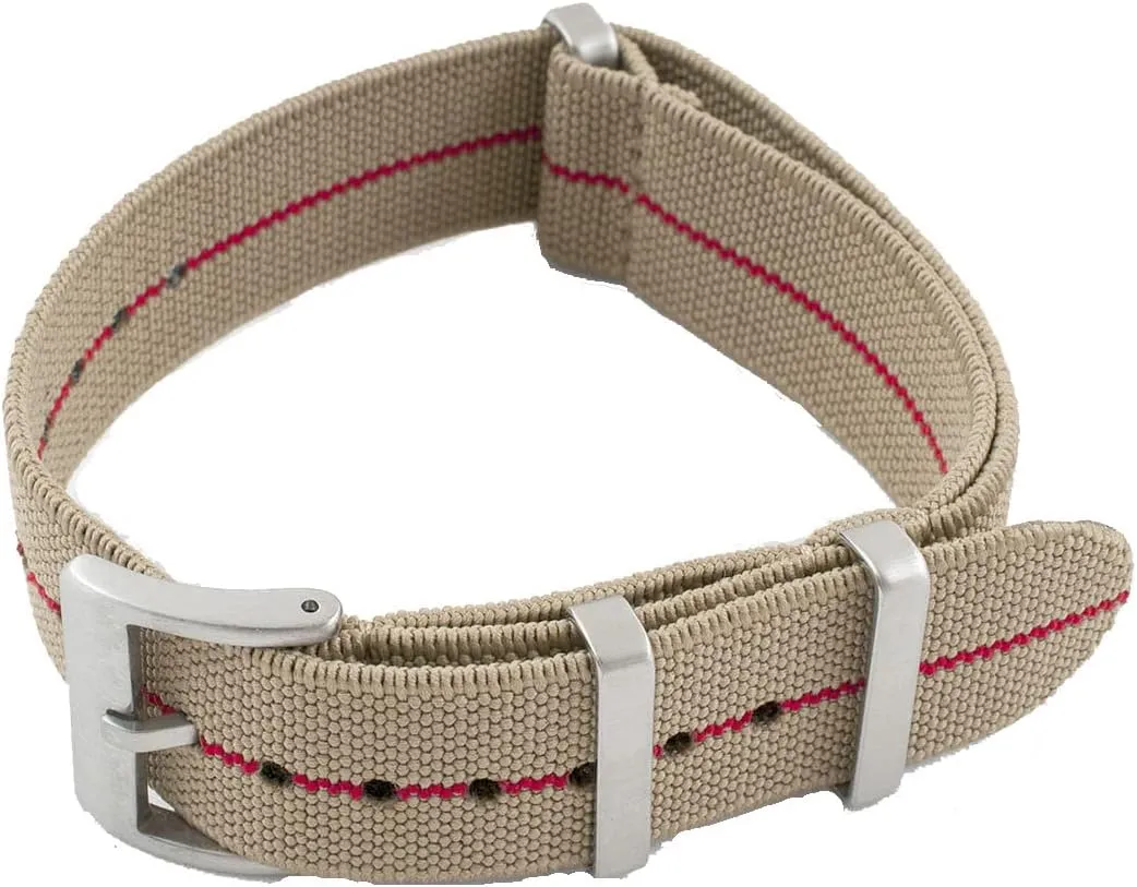 Elastic Watch Strap Watch Band for Men & Women 20mm 22mm Nylon One Piece French Paratrooper Military Parachute Premium Striped