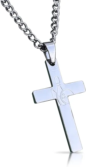 Elite Athletic Gear Bowling Cross Pendant With Chain Necklace - Stainless Steel