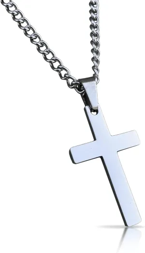 Elite Athletic Gear Cross Pendant with Chain Necklace - Stainless Steel - 30MM or 40MM Cross