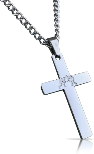 Elite Athletic Gear Wrestling Cross Pendant With Chain Necklace - Stainless Steel