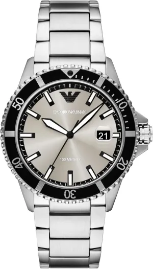 Emporio Armani Men's World Explorer Three-Hand Date Stainless Steel Watch (Model: AR11683)