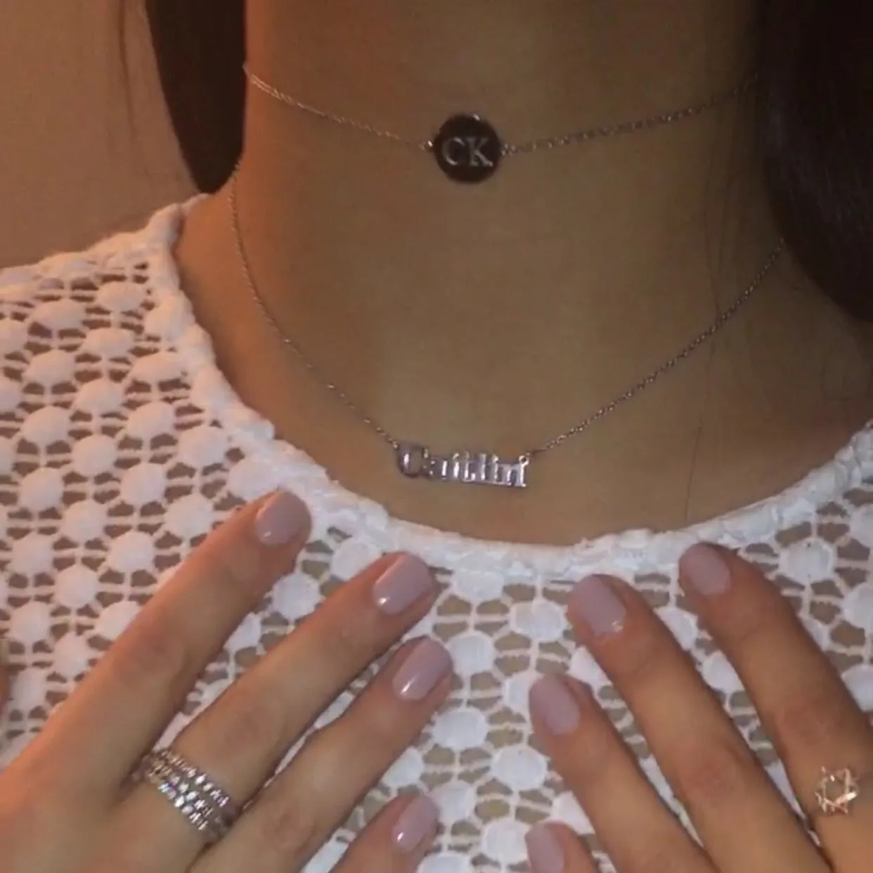 Engraved Initial Disc Chain Choker