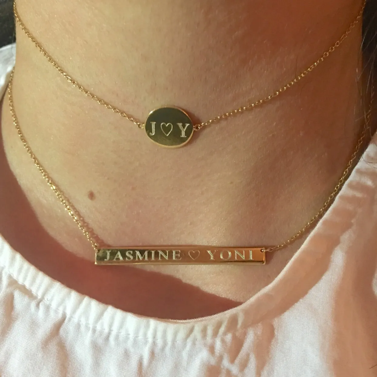 Engraved Initial Disc Chain Choker