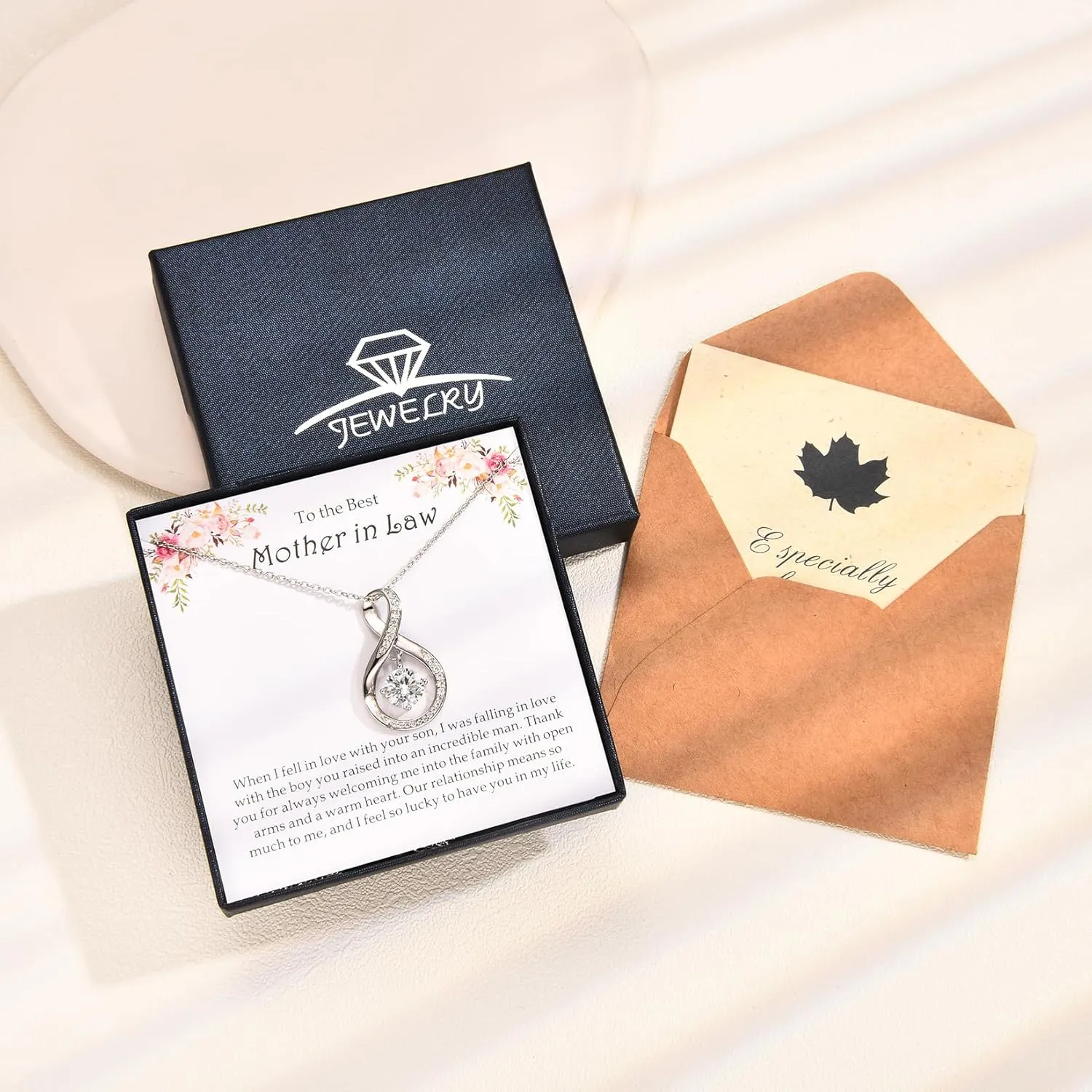 EPIRORA Gifts for Mom- Cubic Zirconia Love Knot Pendant Necklace for Mom/ Mother in Law/ Boyfriend's Mom/ Mother of the Bride/ Mother of the Groom, Dainty Jewelry Gifts for Wedding Birthday Christmas, 18"