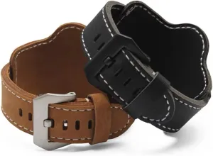 Ethan Bund Vintage 2-Way Leather Strap- Classic Watch Band with Silver Buckle- Premium Replacement Watchband for Men & Women- Colors Black, Light Brown- Sizes 20mm 22mm 24mm 26mm