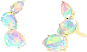Ethiopian opal stud earrings for women, dainty fire opal earrings