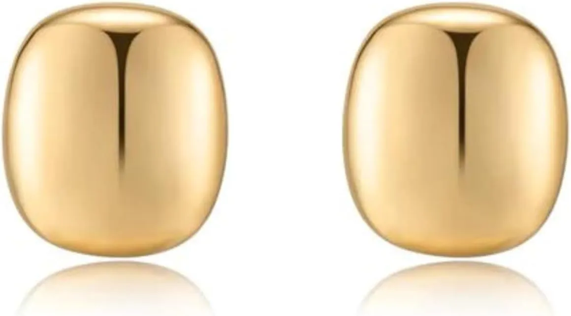 Ettika Gold Earrings For Women. Stud Earrings. Minimal Rounded Square, 18k Gold Or Rhodium Plated Earrings. Birthday Gifts For Women