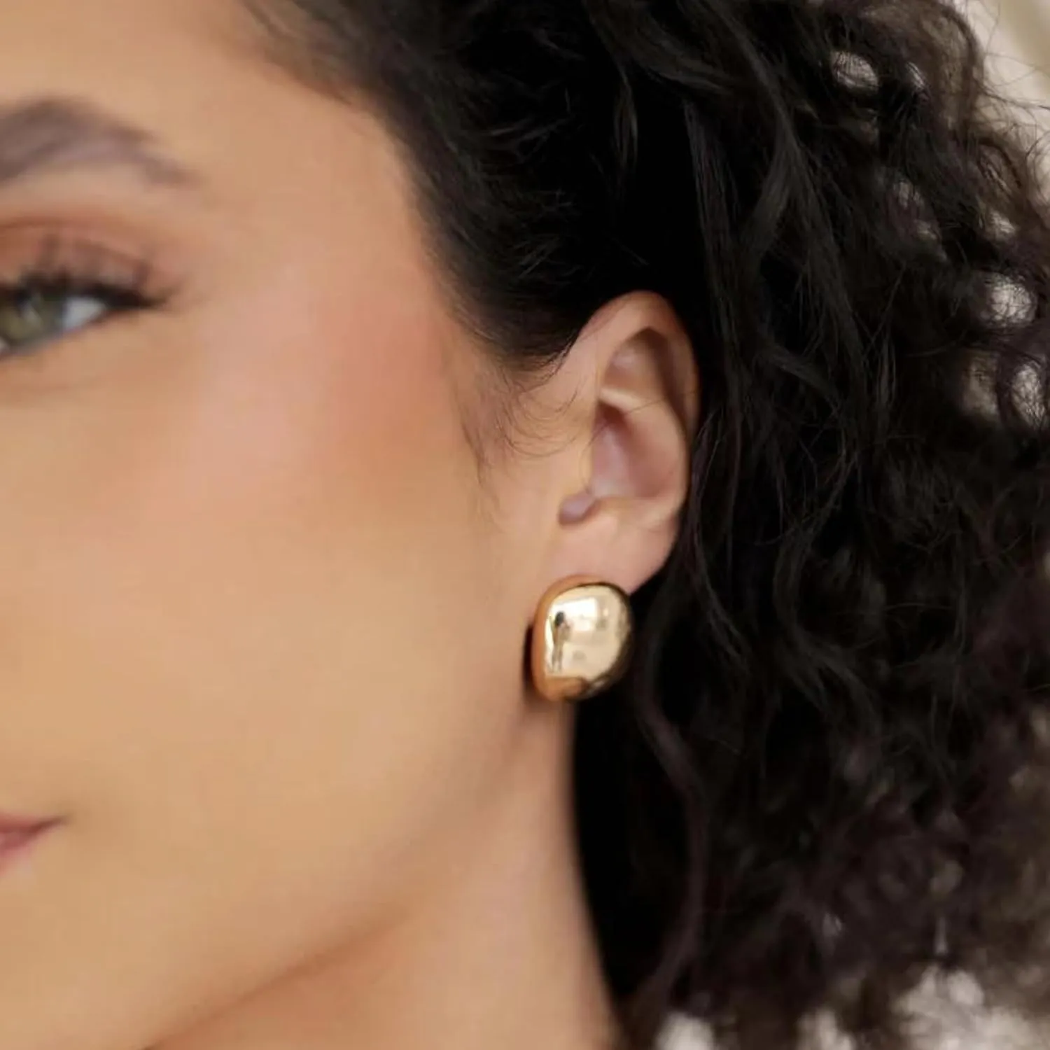 Ettika Gold Earrings For Women. Stud Earrings. Minimal Rounded Square, 18k Gold Or Rhodium Plated Earrings. Birthday Gifts For Women