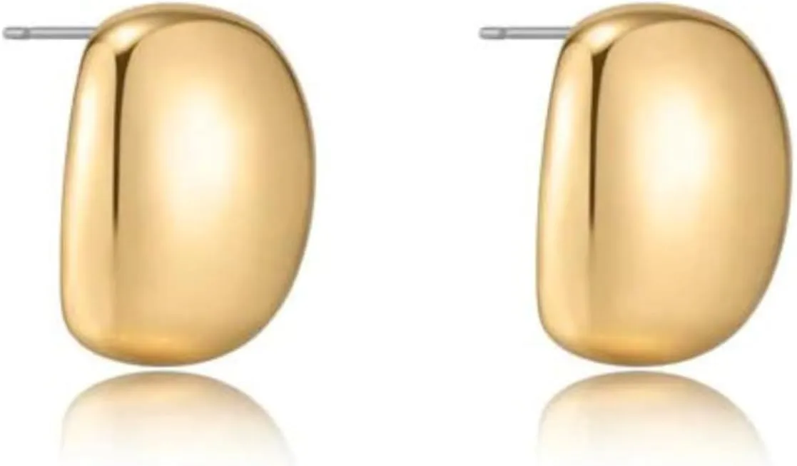 Ettika Gold Earrings For Women. Stud Earrings. Minimal Rounded Square, 18k Gold Or Rhodium Plated Earrings. Birthday Gifts For Women
