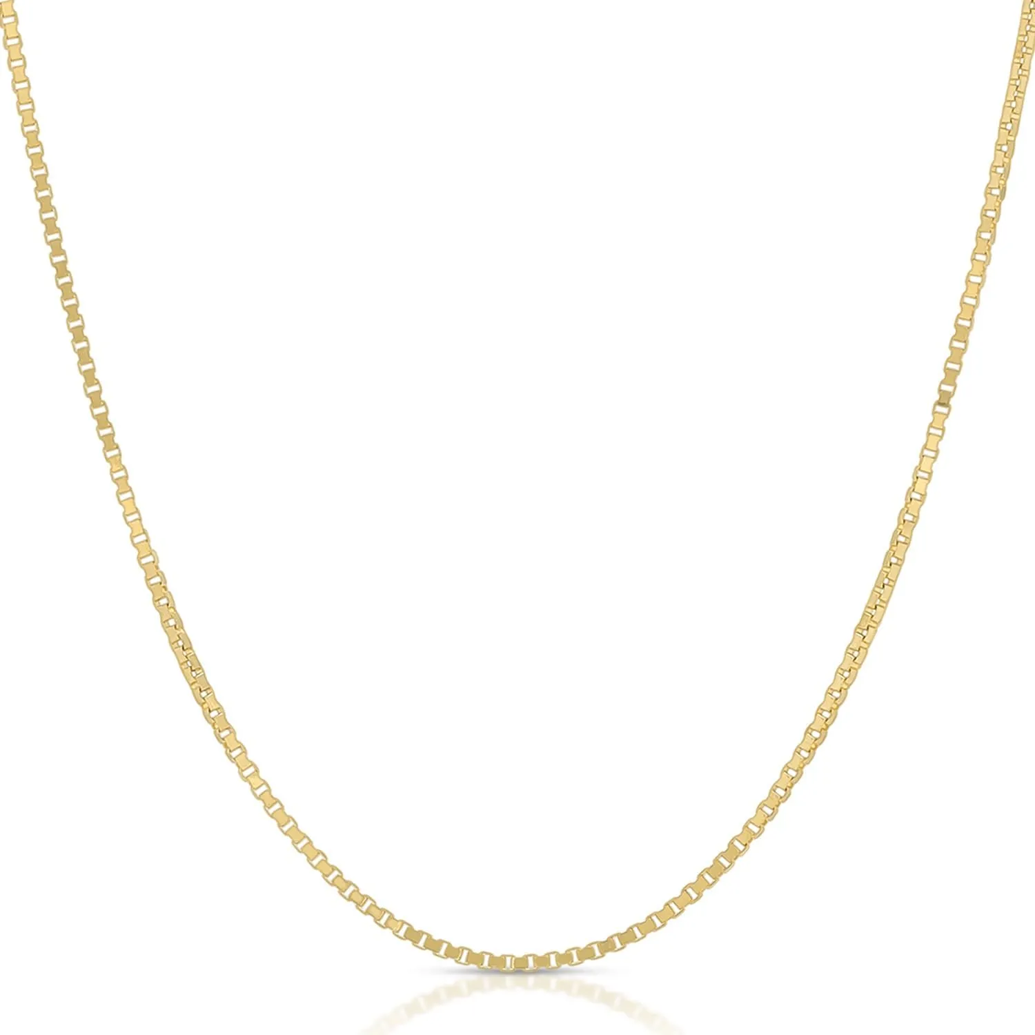 EVAYA 14K Gold Box Chain Necklace for Women (0.5mm Width, 14"-24" Length) - 14K Solid Gold Necklace & Real Gold Chain - Cadenas de Oro 14K Puro para Mujer