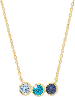 EVE'S ADDICTION Custom Gold Tone 3 Stone Bezel Set CZ Birthstone Necklace, 16" long chain - Personalized Birthstone Necklace for Mom - Mother's Necklace - Gifts for Mom