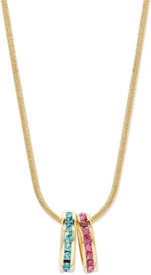 EVE'S ADDICTION Custom Stackable 2 Charm Birthstone Necklace in Gold, 18" - Women's Birthstone Necklace - Gifts for Mom