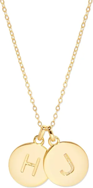 EVE'S ADDICTION Personalized Gold Plated Two Initial Round Charm Necklace, 16" chain plus 2" extender chain - Women's Initial Necklace - Custom Gift for Her - Gifts for Mom