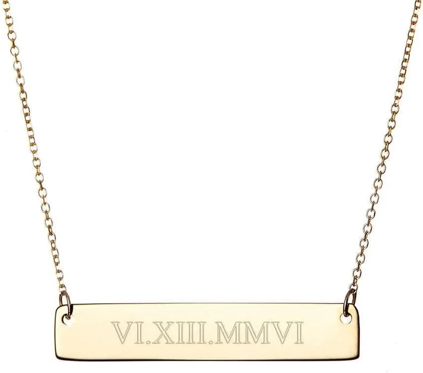 EVE'S ADDICTION Roman Numeral Necklace - Custom Engraved Gold Roman Numeral Date Necklace - Personalized Women's Necklace - Graduation Gift - Gifts for Mom