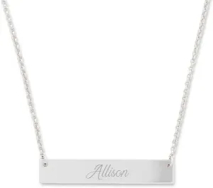 EVE'S ADDICTION Women's 925 Sterling Silver Personalized Engraved Name Bar Necklace, 16" Rolo Chain Nameplate Necklace for Her Gift for Mom Graduation Gift - Gifts for Mom