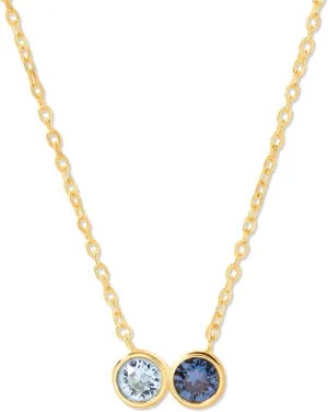 Eve's Addiction Women's Personalized Gold Tone Two Birthstone Necklace, 16" Chain - Custom Mom & Family Necklace - Gifts for Mom