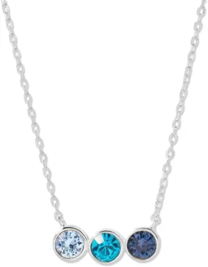EVE'S ADDICTION Women's Personalized Sterling Silver Three Birthstone Necklace, 16" Chain - CZ Bezel Set Necklace - Necklace for Mom - Family Necklace - Gifts for Mom