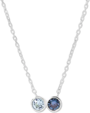 EVE'S ADDICTION Women's Personalized Sterling Silver Two Birthstone Necklace, 16" Chain - CZ Bezel Set - Family Necklace for New Mom - Gifts for Mom