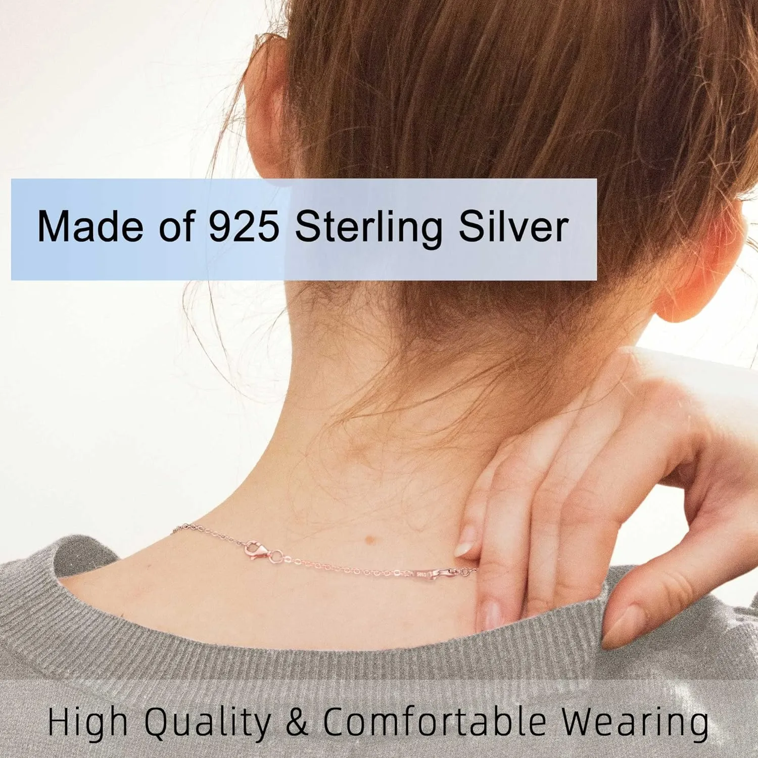 Extenders Chain Necklace Rose Gold Plated Sterling Silver Extender for Necklaces Lobster Claw Clasps Chain Extender Necklace 3 Piece Set, 1" 2" 3" inch in Rose Gold