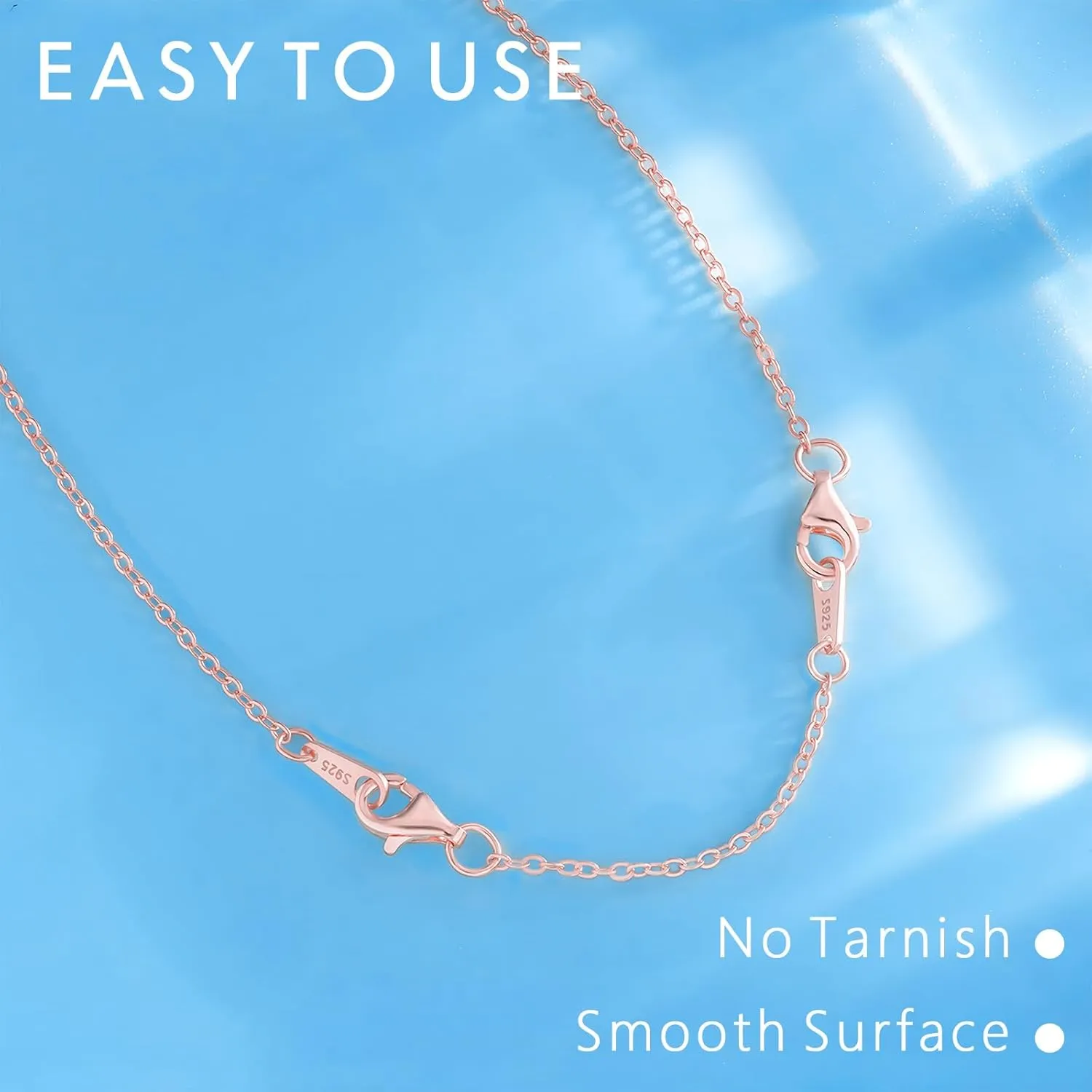 Extenders Chain Necklace Rose Gold Plated Sterling Silver Extender for Necklaces Lobster Claw Clasps Chain Extender Necklace 3 Piece Set, 1" 2" 3" inch in Rose Gold