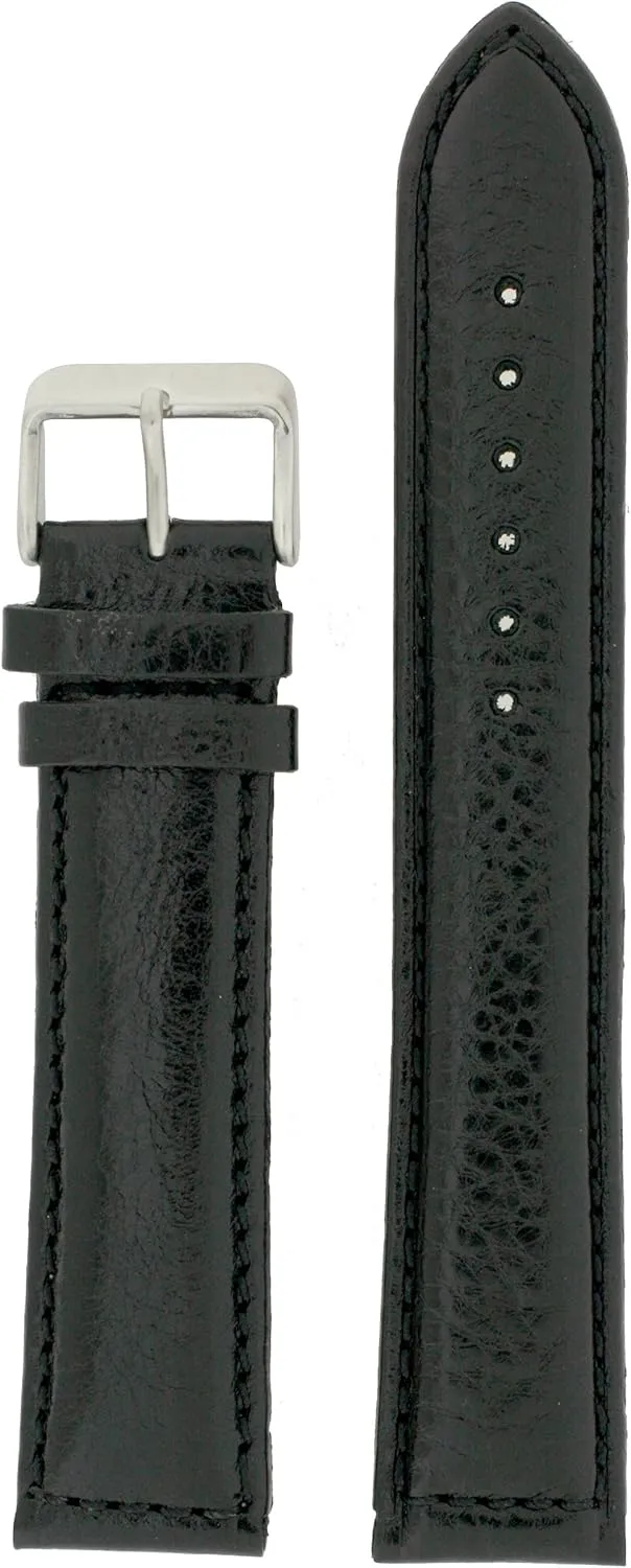 Extra Long Watch Band Leather Black Padded 22 millimeters