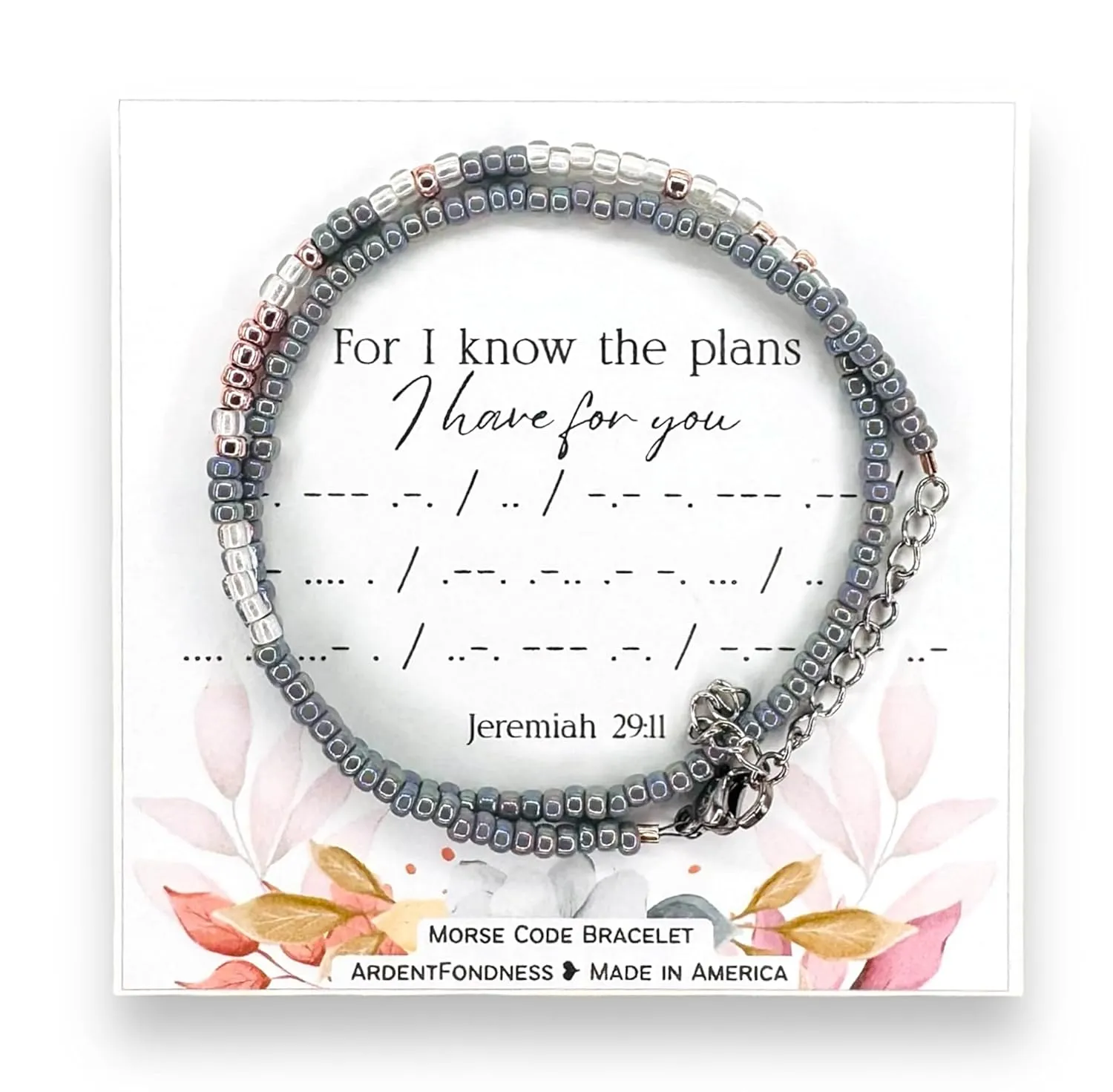 For I Know The Plans I Have For You Morse Code Wrap Bracelet for Christian Women Jeremiah 29:11, Inspirational Religious Jewelry for Her, Unique Gift, Bible Verse Scripture Adjustable Stainless Steel