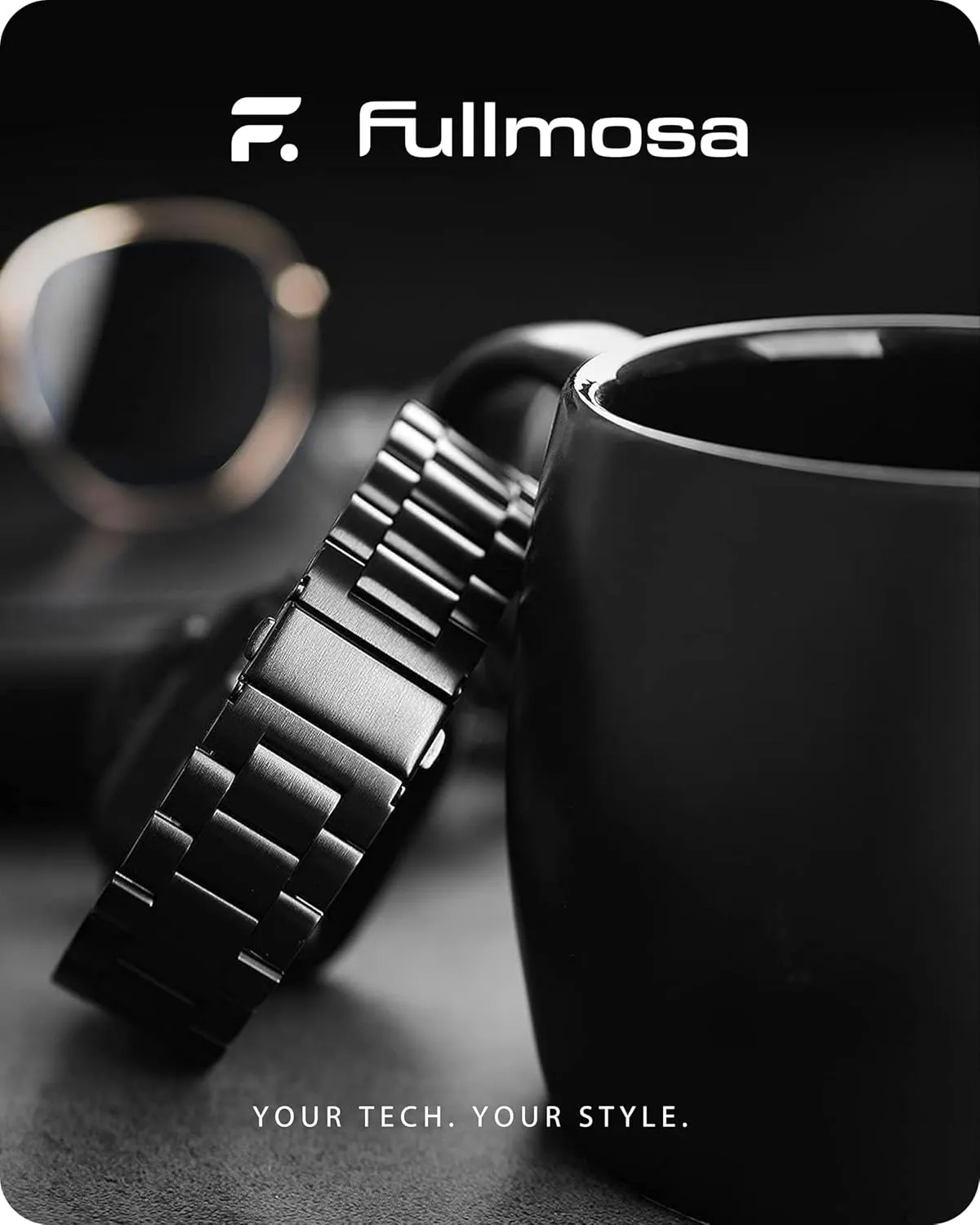 Fullmosa Compatible Apple Watch Bands 45mm 44mm 42mm 46mm 49mm 41mm 40mm 38mm, Metal iWatch Band with Case for Apple Watch Series 9 8 7 6 5 4 3 2 1 SE 10 Ultra, 42mm 44mm 45mm Black