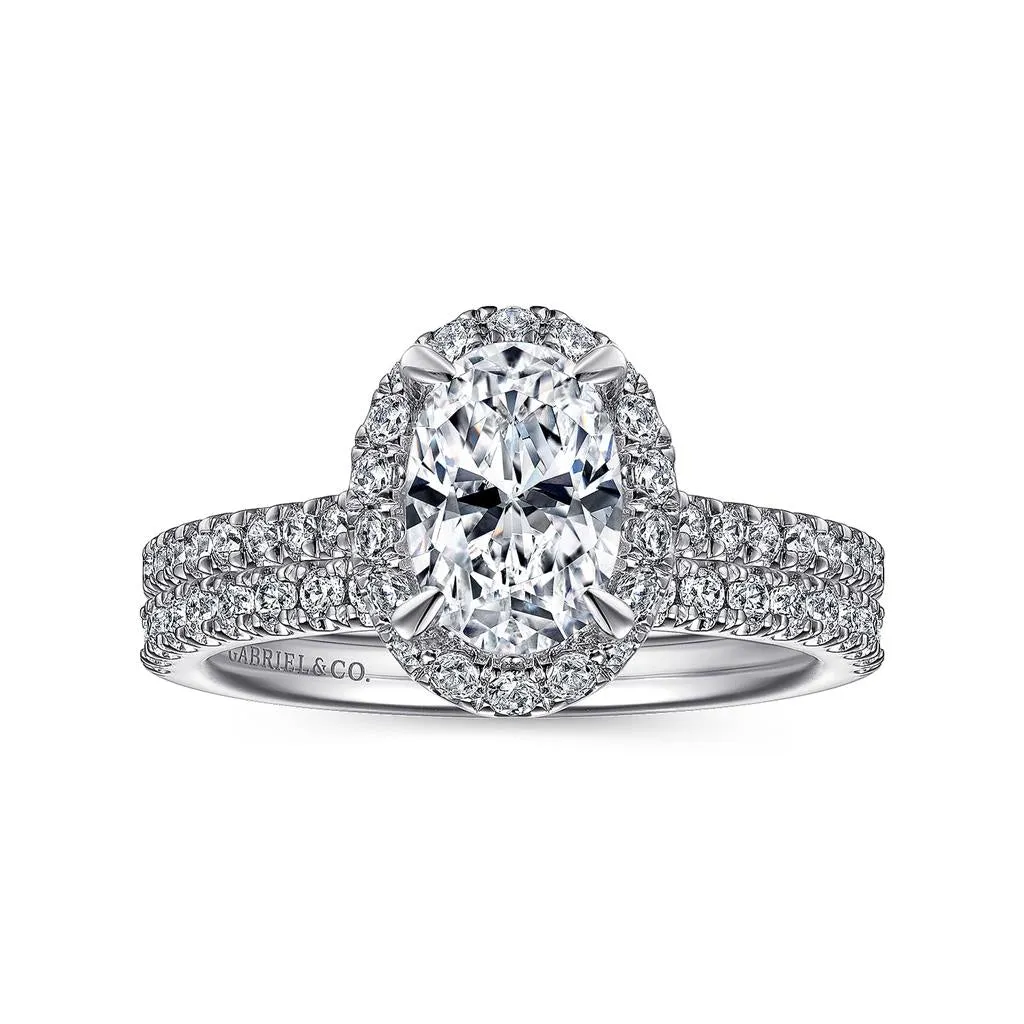 Gabriel & Co Idina - 14K White Gold Oval Halo Diamond Engagement Ring
