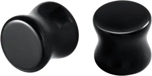 Gauges Tunnels, 2PCS Stone Ear Plugs Natural Black Obsidian Solid Round Polished Double Flared Ear Gauges Expander 2G - 1 inch Ear Piercing Jewelry