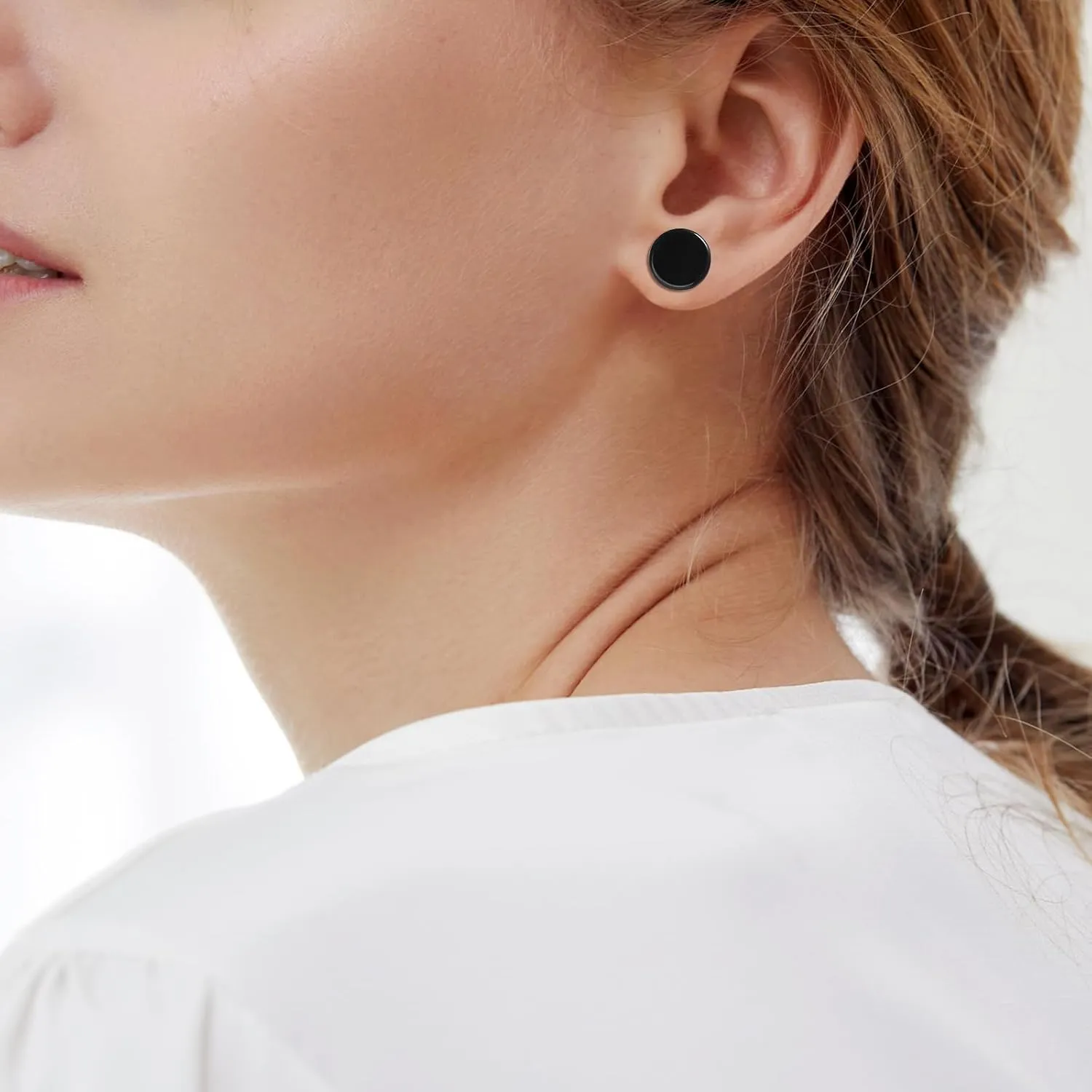 Gauges Tunnels, 2PCS Stone Ear Plugs Natural Black Obsidian Solid Round Polished Double Flared Ear Gauges Expander 2G - 1 inch Ear Piercing Jewelry