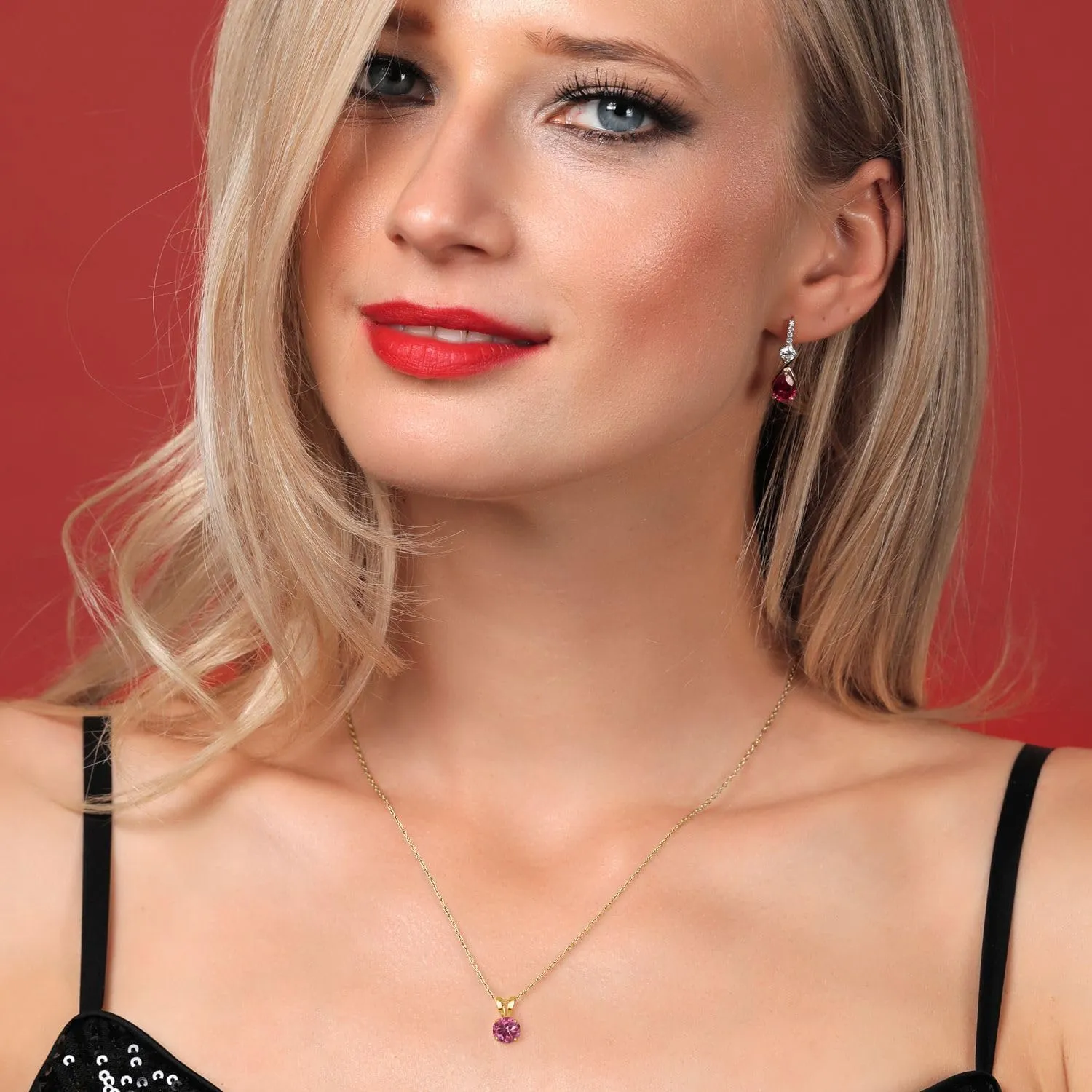Gem Stone King 14K Yellow Gold Round 5MM Gemstone Birthstone Solitaire Pendant Necklace | Gold Necklace for Women | With 18 Inch 14K Yellow Gold Chain | Fine Jewelry Gifts for Her Mom Women Wife