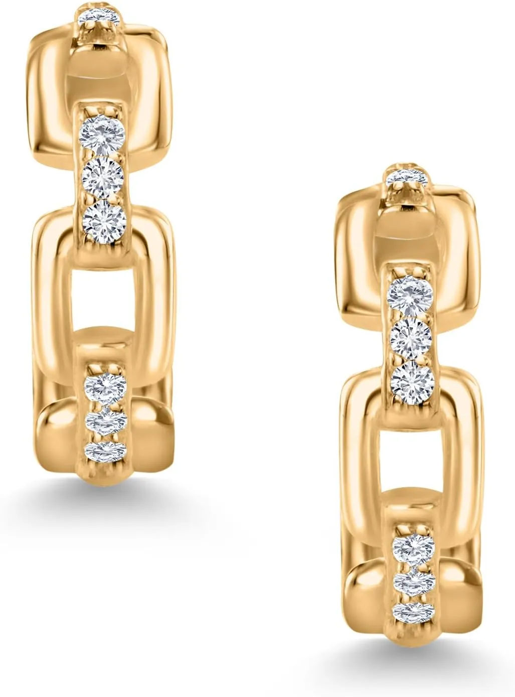 Gem Stone King 925 Sterling Silver White Lab Grown Diamond Round Huggie Clip On Ear Cuff Earrings Non-Piercing Fine Jewelry For Women (10MM=0.40 Inch Diameter, 3.5MM Width)