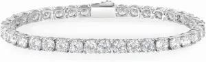 Gemsme 3/4/5mm Tennis Bracelet, 18k White Gold Plated 3MM/4MM/5MM Iced Out Round Cubic Zirconia Tennis Bracelet for Women Men 6.5/7/7.5 Inches