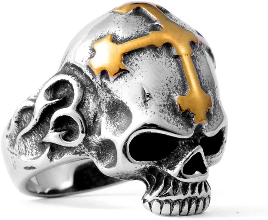 Genuine Stainless Steel Ring Jewelry for Men Fashion Punk Biker Skull Rings