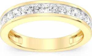 GILDED 925 Sterling Silver 14K Gold Plated Anniversary Bands for Women 1, 1/2, 1/4, 1/10 Carat Lab Grown Diamond | Anniversary Wedding Band | Promise Rings | Eternity Stackable Rings for Women Size 7