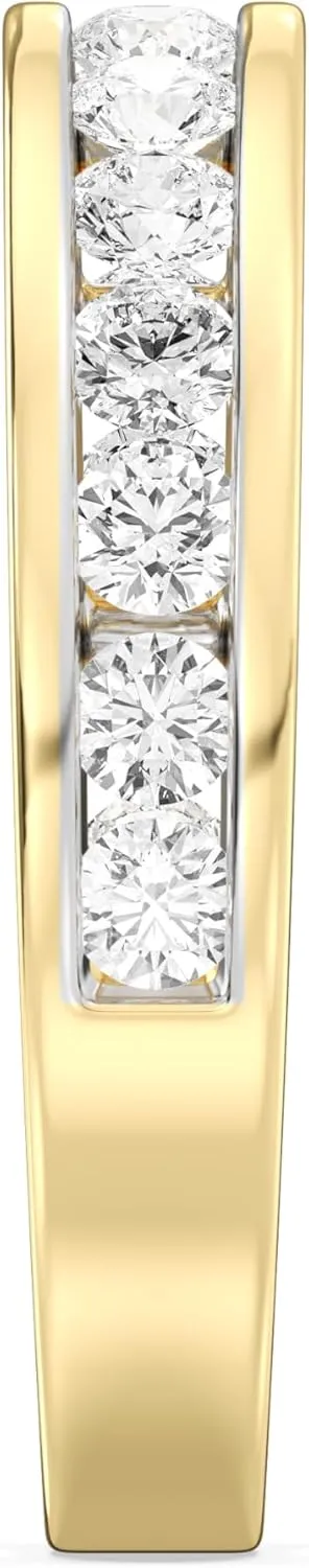 GILDED 925 Sterling Silver 14K Gold Plated Anniversary Bands for Women 1, 1/2, 1/4, 1/10 Carat Lab Grown Diamond | Anniversary Wedding Band | Promise Rings | Eternity Stackable Rings for Women Size 7