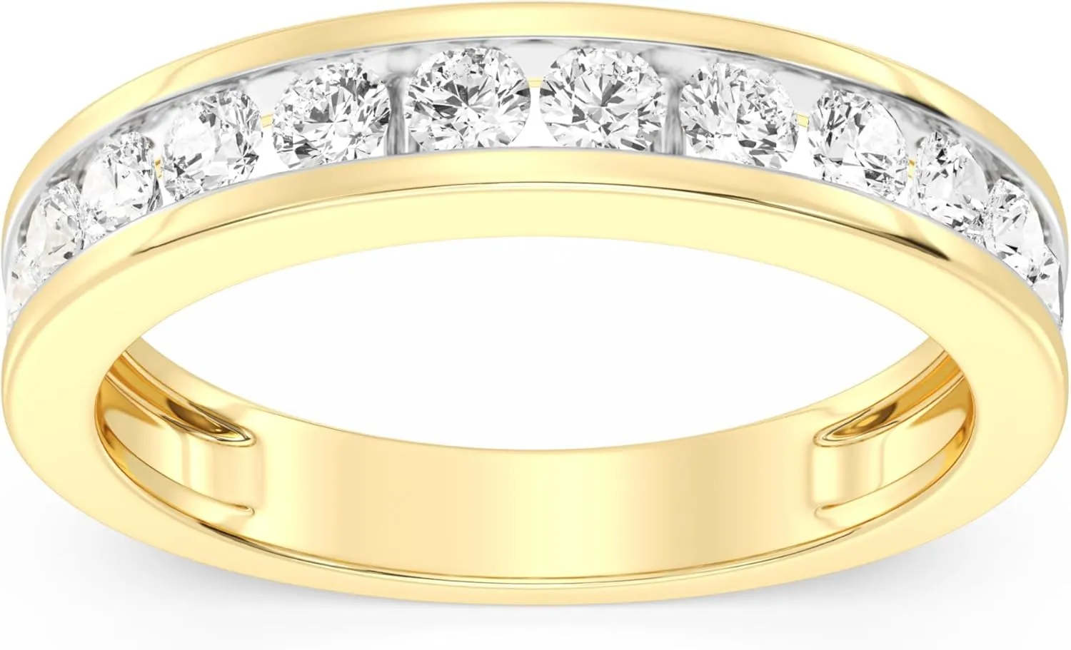 GILDED 925 Sterling Silver 14K Gold Plated Anniversary Bands for Women 1, 1/2, 1/4, 1/10 Carat Lab Grown Diamond | Anniversary Wedding Band | Promise Rings | Eternity Stackable Rings for Women Size 7