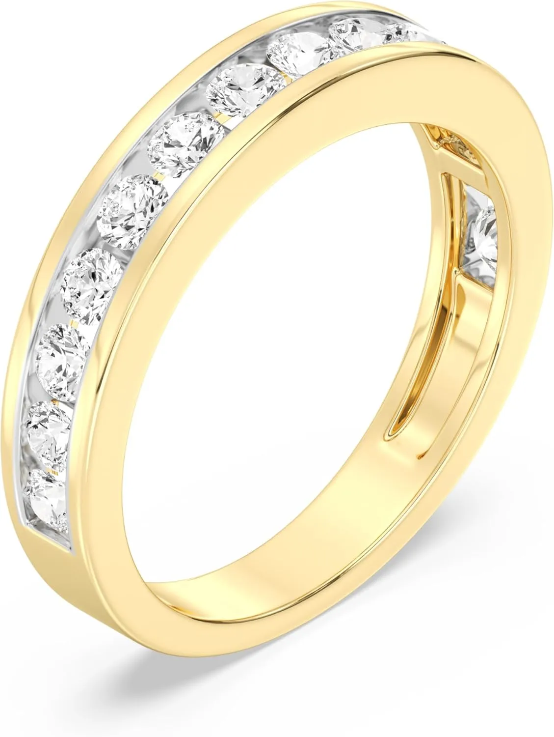 GILDED 925 Sterling Silver 14K Gold Plated Anniversary Bands for Women 1, 1/2, 1/4, 1/10 Carat Lab Grown Diamond | Anniversary Wedding Band | Promise Rings | Eternity Stackable Rings for Women Size 7