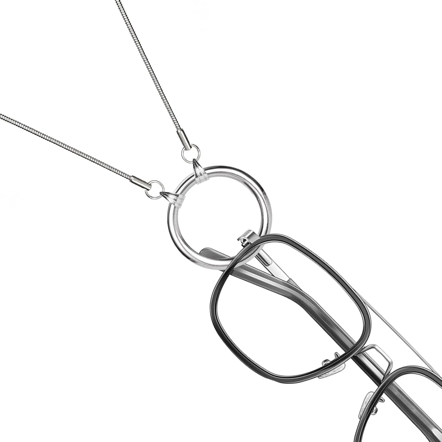 Glasses Necklace Eyeglass Holder Ring Chain Cord Sunglasses Strap Stainless Steel Polishing Loop