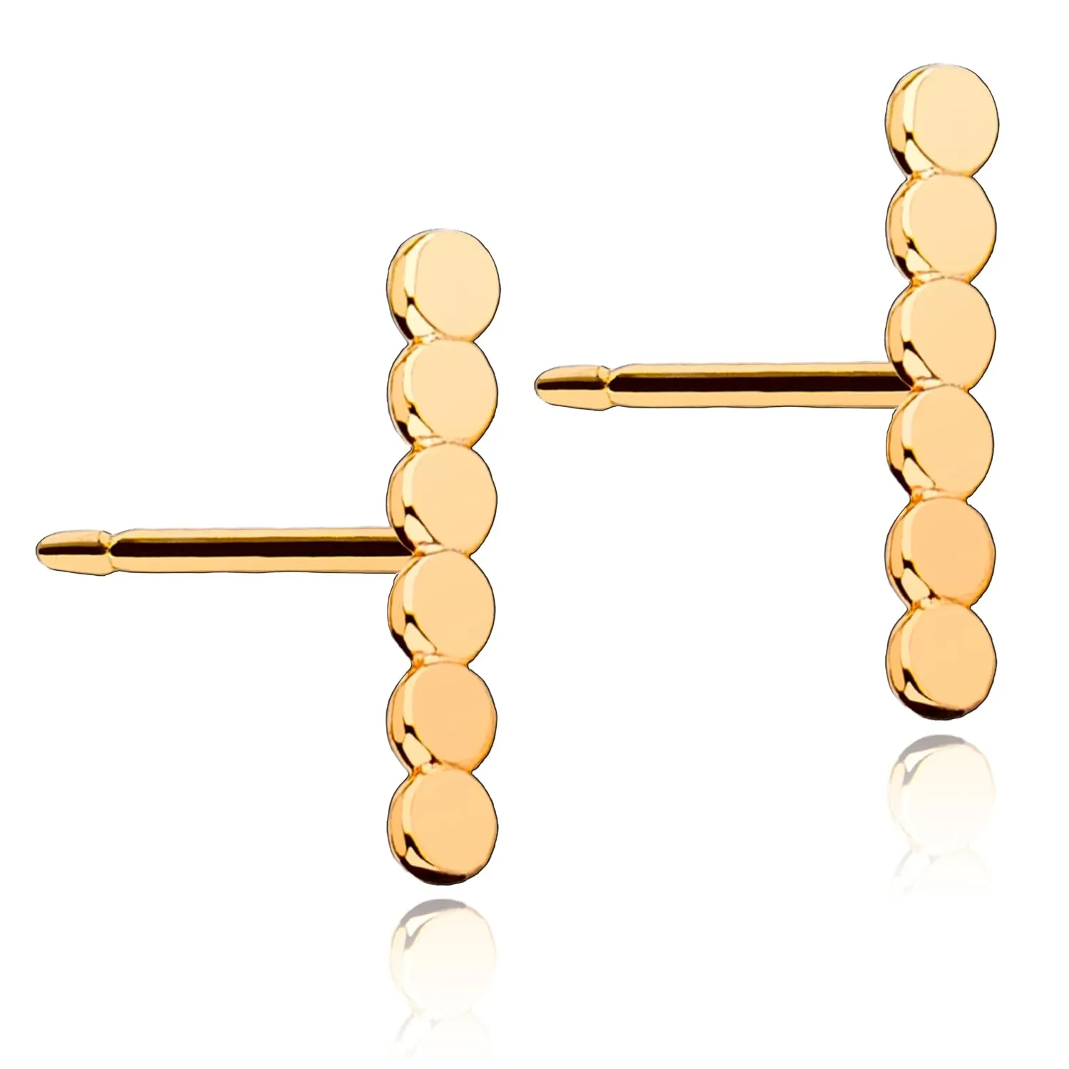 Glimmer Stud Earrings | Gold, Rose Gold, or Silver | Mini Line Bar Dotted Post Earrings | Minimalist Everyday Jewelry (14K Gold Fill)