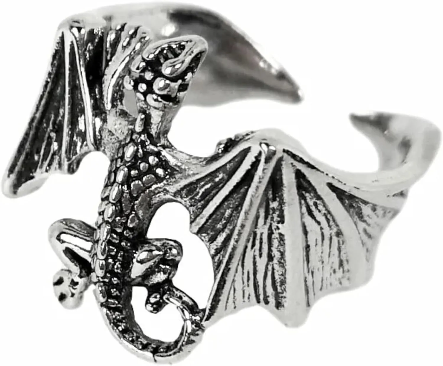 Glow-in-the-Dark Dragon Ring | Adjustable Gothic Fantasy Jewelry | Medieval, Mythical, Punk, Luminous Creature Design | Vintage, Boho, Cosplay Gift, Evil, Demon, Devil