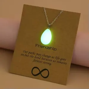 Glow in The Natural Stone Pendant Necklace Friendship Women Men Jewelry Hot-Oval